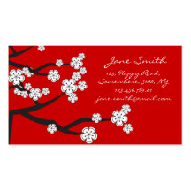 White Sakuras Cherry Blossoms Oriental Zen Asian Business Card