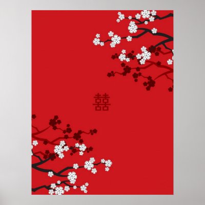 White Sakuras Chinese Wedding Poster by fat fa tin