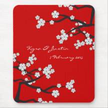 White Sakuras Flower Custom Favour / Gift Mousepad