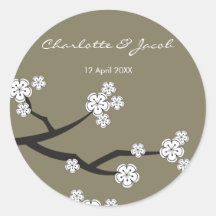White Sakuras Save The Date / Thank You Sticker
