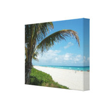 White Sand Beach w/Palm Gallery Wrapped Canvas
