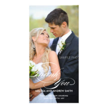 WHITE SCRIPT WEDDING THANK YOU PHOTO CARD