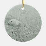 White Sea Shell On Sandy Beach Christmas Ornament