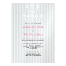 White & Silver Chandelier Stripes Invitation