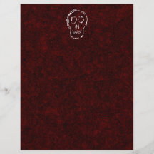 White Skull Sketch. On Red and Black. Full Color Flyer