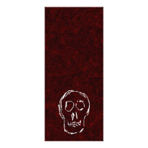 White Skull Sketch. On Red and Black. Personalized Announcement