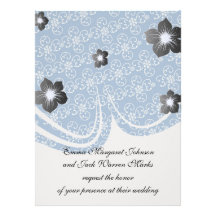 white snowflake damask on winter blue invitation