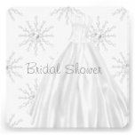White Snowflakes Wedding Dress Bridal Shower Invite