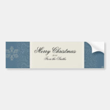 White Snowy Snowflakes on Slate Blue Bumper Stickers