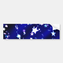 White Stars on Blue Patterned Background Bumper Sticker