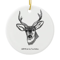 White Tailed Deer Line Art ornaments