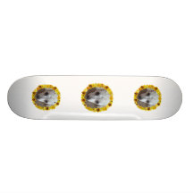 White Teacup Poodle Dog Daisies Skateboards
