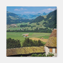 White The flowered courtyard of Gruyere Castle flo Magnets