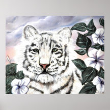 White Tiger Moon Flowers Posters