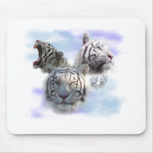 White Tigers Mouse Pads