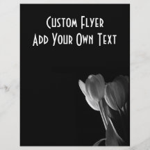 White Tulips Photo On Black Background Flyer Design