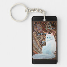 White Turkish Angora Acrylic Key Chain