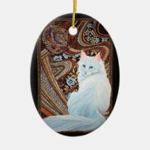 White Turkish Angora Christmas Tree Ornaments