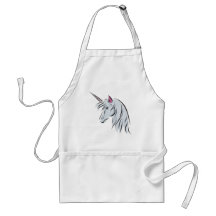 white unicorn head aprons