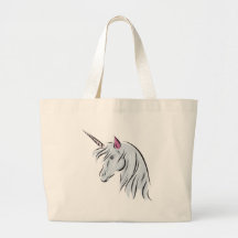 white unicorn head canvas bag