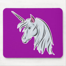 white unicorn head mouse pad
