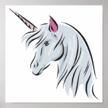 white unicorn head print