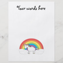 White unicorn on rainbow and clouds personalised flyer