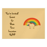 White unicorn on rainbow and clouds personalised invites