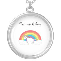 White unicorn on rainbow and clouds jewelry