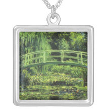 White Water Lilies by Monet, Vintage Impressionism Necklaces