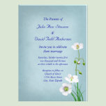 White Wildflower on Blue Wedding invitations