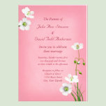 White Wildflowers on Pink Wedding invitations