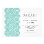 White with Aqua Lace Bridal Shower Party Invite invitations