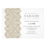 White with Beige Lace Bridal Shower Party Invite invitations