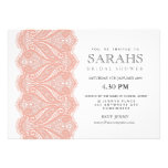 White with Peach Lace Bridal Shower Party Invite invitations