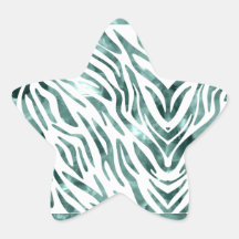 White Zebra With Blue Stickers