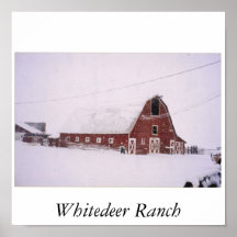 Whitedeer Ranch barn snow storm Print