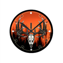 Whitetail deer skull 6 wallclock