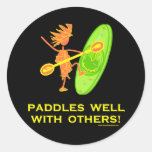 Whitewater Kayak - Paddles Well With Others 2 Round Sticker