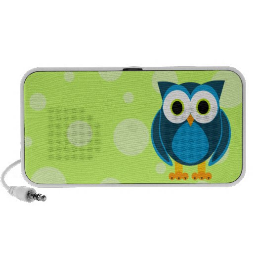 Who? Mr. Blue Owl Green Background and Dots Portable Speakers