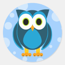 Who? Mr. Owl Cartoon Round Sticker
