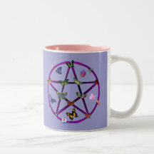 Wiccan Star and Butterflies Coffee Mug