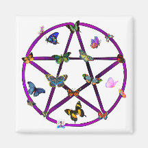Wiccan Star and Butterflies Fridge Magnets