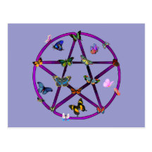 Wiccan Star and Butterflies Postcard