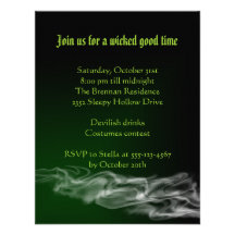 Wicked green smoke Halloween gothic invitation