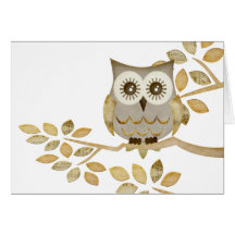 Wide Eyes Owl in Tree Cards