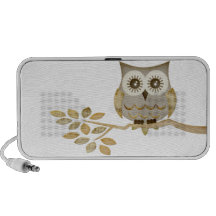 Wide Eyes Owl in Tree Doodle Notebook Speakers