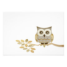 Wide Eyes Owl in Tree Invitation