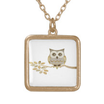 Wide Eyes Owl in Tree Necklace
