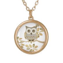 Wide Eyes Owl in Tree Necklace